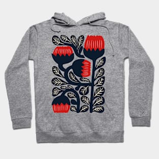 Mid-Century Style Floral Design Hoodie